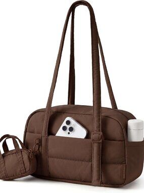 Purses for Women, Puffer Shoulder Bag Small Tote Handbags Lightweight